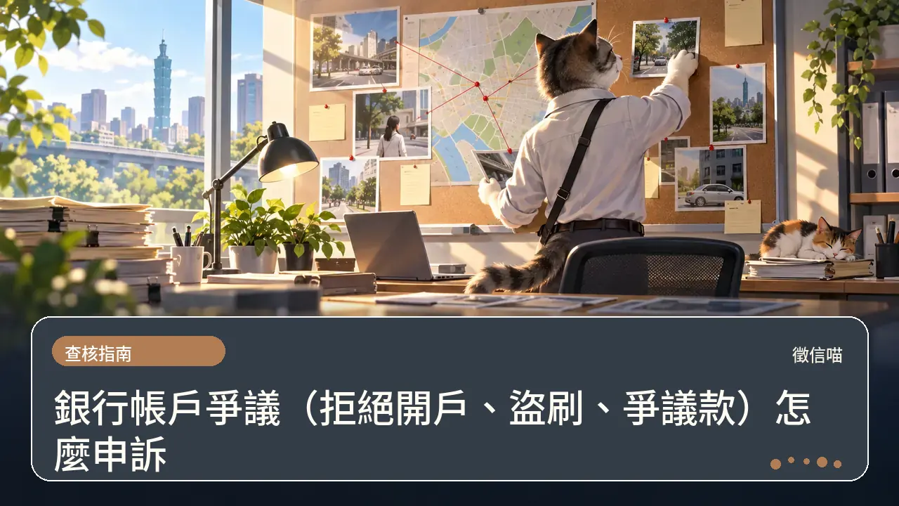 銀行帳戶爭議(拒絕開戶、盜刷、爭議款)怎麼申訴主題插畫