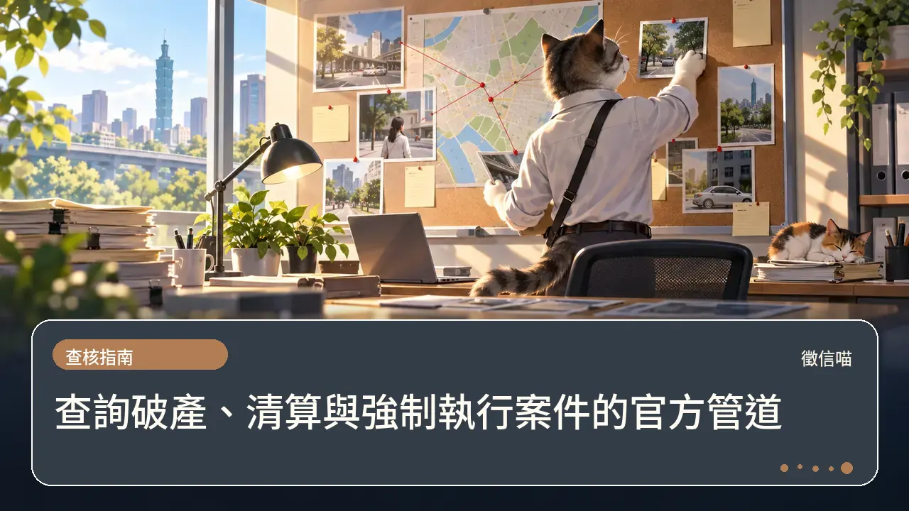 查詢破產、清算與強制執行案件的官方管道主題插畫