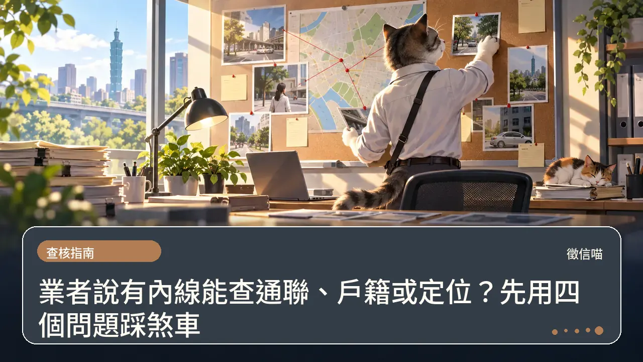 業者說有內線能查通聯、戶籍或定位？先用四個問題踩煞車主題插畫