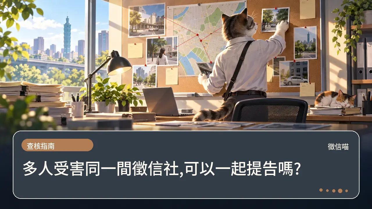 多人受害同一間徵信社,可以一起提告嗎?主題插畫