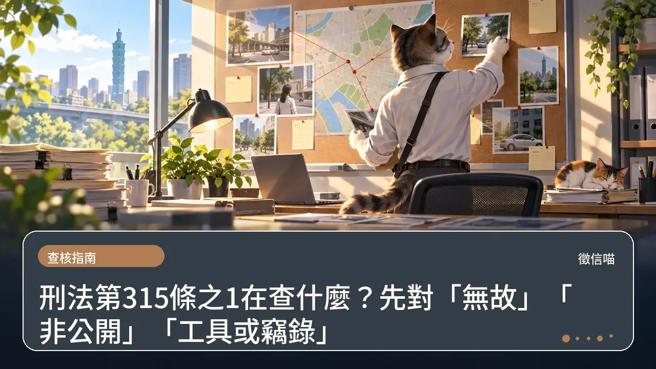 刑法第315條之1在查什麼？先對「無故」「非公開」「工具或竊錄」主題插畫