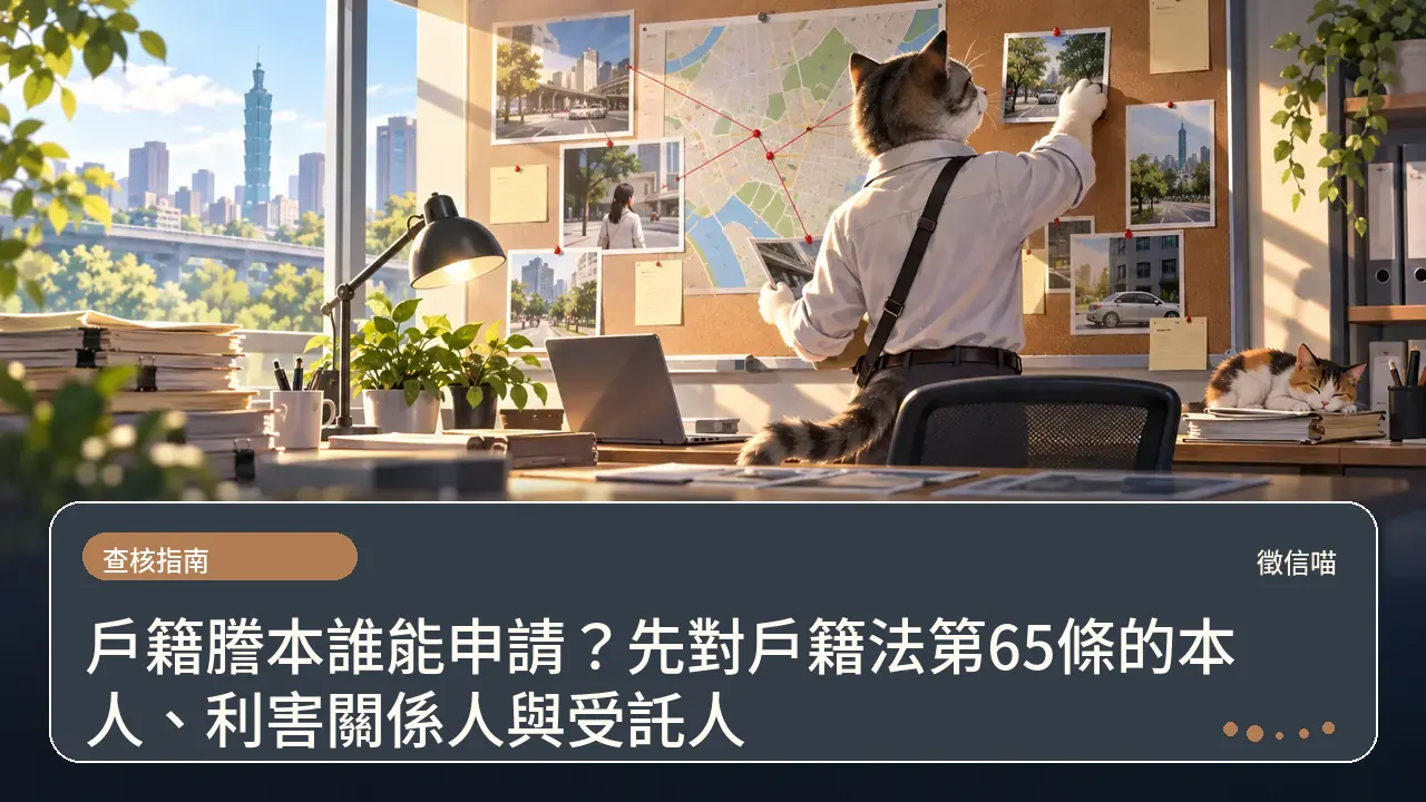 戶籍謄本誰能申請？先對戶籍法第65條的本人、利害關係人與受託人主題插畫