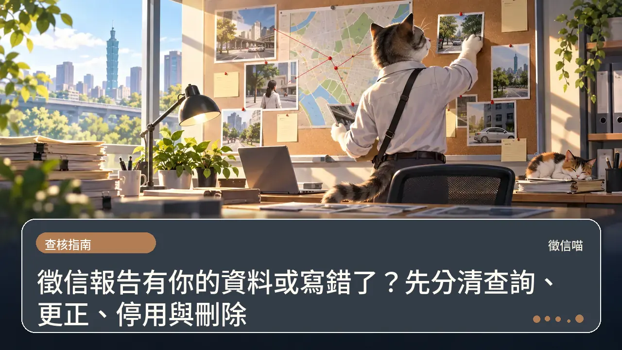 徵信報告有你的資料或寫錯了？先分清查詢、更正、停用與刪除主題插畫