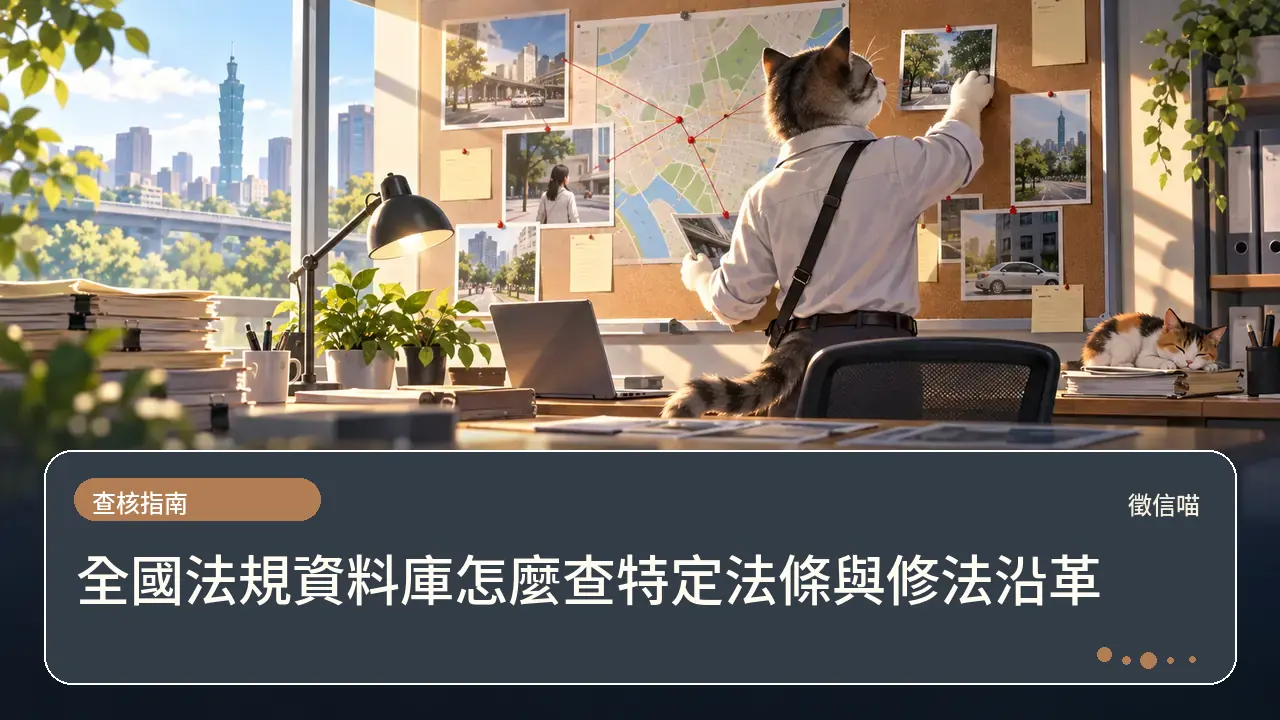 全國法規資料庫怎麼查特定法條與修法沿革主題插畫