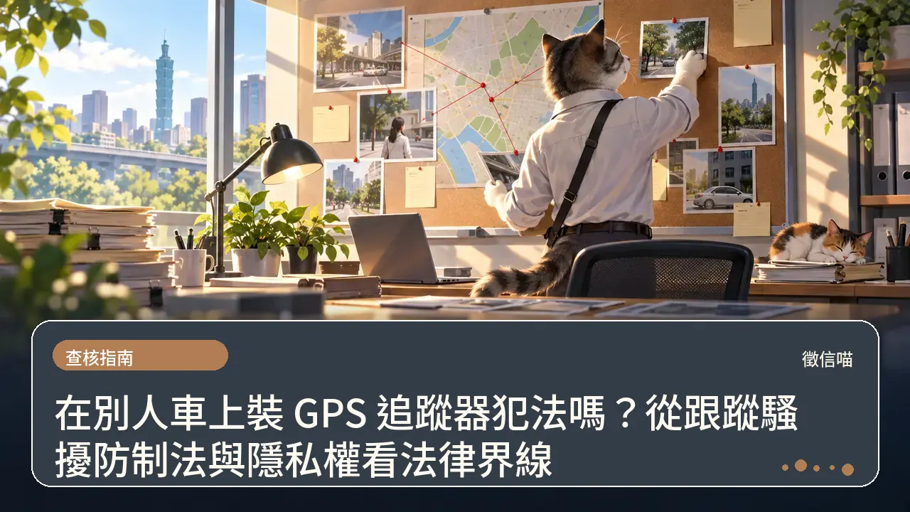 在別人車上裝 GPS 追蹤器犯法嗎？從跟蹤騷擾防制法與隱私權看法律界線主題插畫
