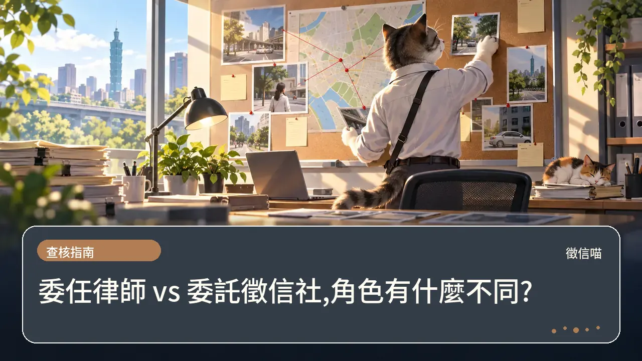 委任律師 vs 委託徵信社,角色有什麼不同?主題插畫