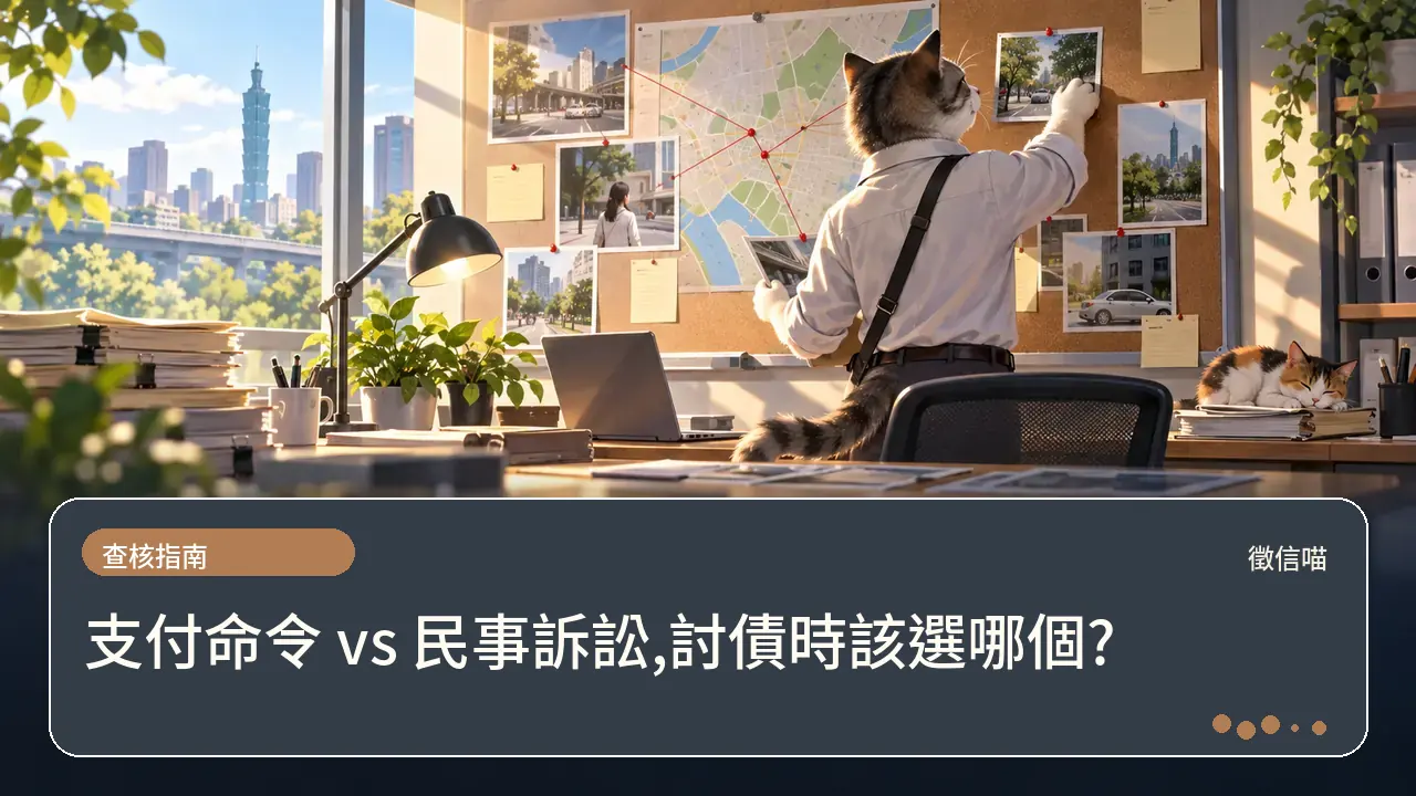 支付命令 vs 民事訴訟,討債時該選哪個?主題插畫