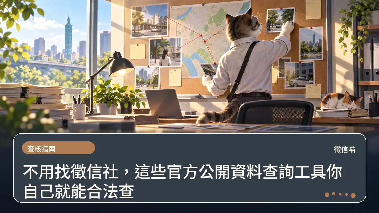不用找徵信社，這些官方公開資料查詢工具你自己就能合法查主題插畫