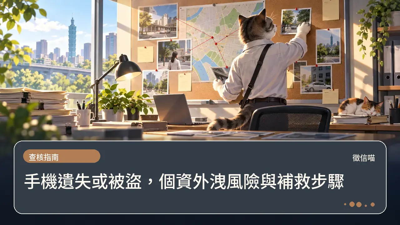 手機遺失或被盜，個資外洩風險與補救步驟主題插畫