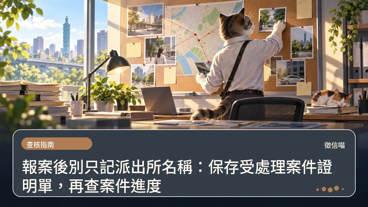 報案後別只記派出所名稱:保存受處理案件證明單,再查案件進度主題插畫