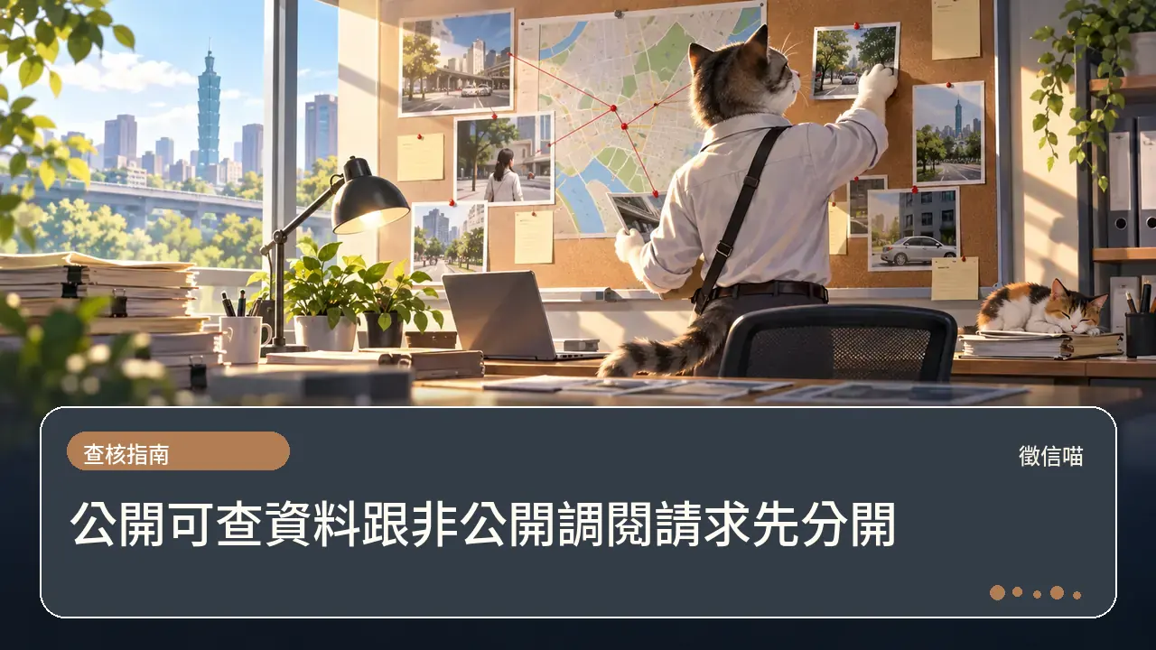 公開可查資料跟非公開調閱請求先分開主題插畫