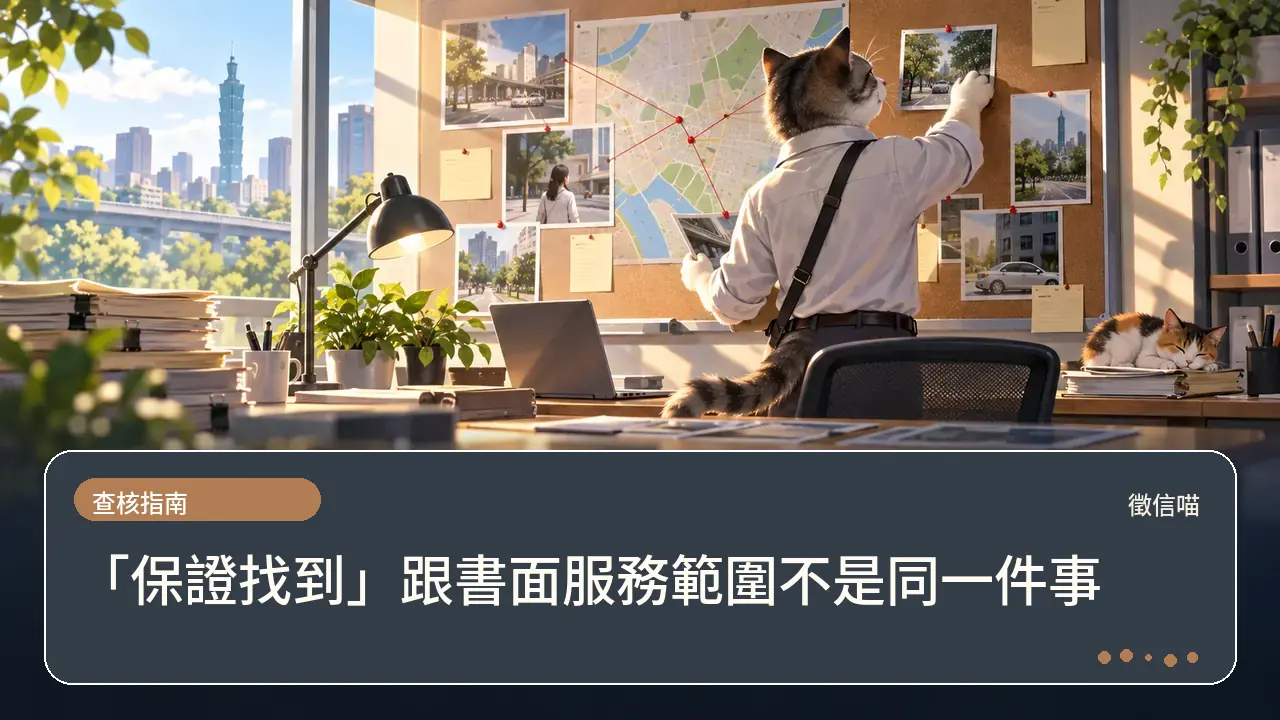 「保證找到」跟書面服務範圍不是同一件事主題插畫