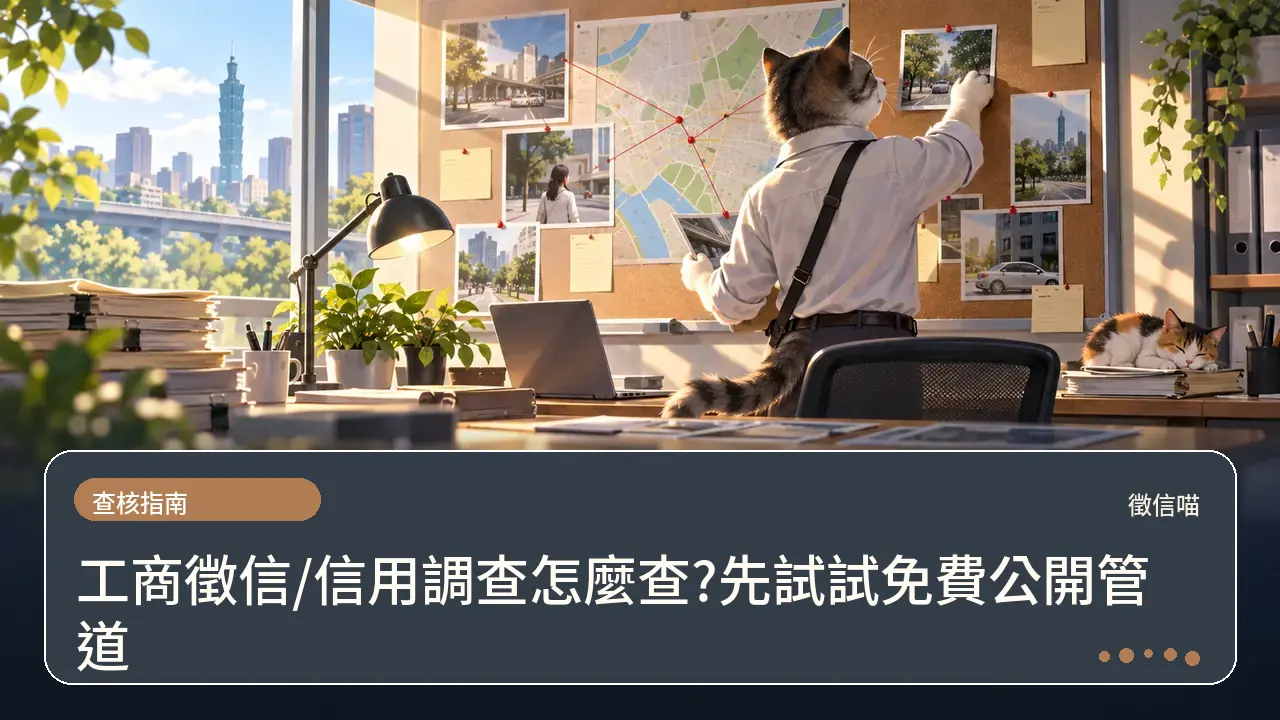 工商徵信/信用調查怎麼查?先試試免費公開管道主題插畫