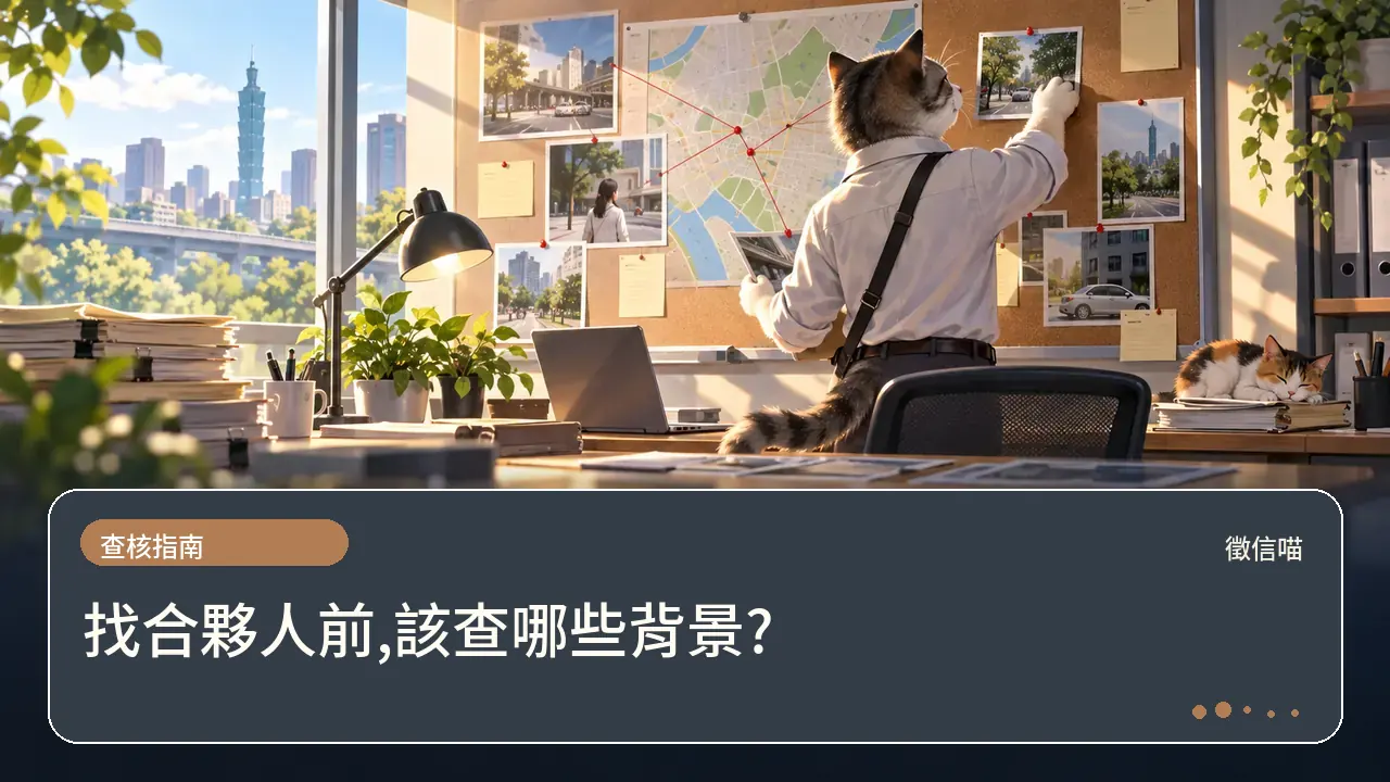 找合夥人前,該查哪些背景?主題插畫