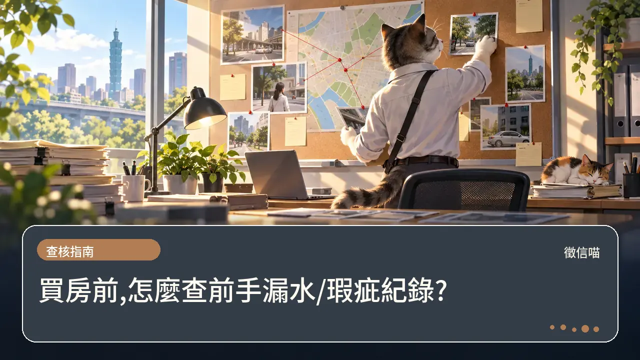 買房前,怎麼查前手漏水/瑕疵紀錄?主題插畫