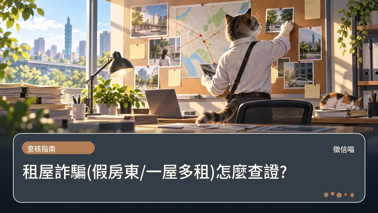 租屋詐騙(假房東/一屋多租)怎麼查證?主題插畫