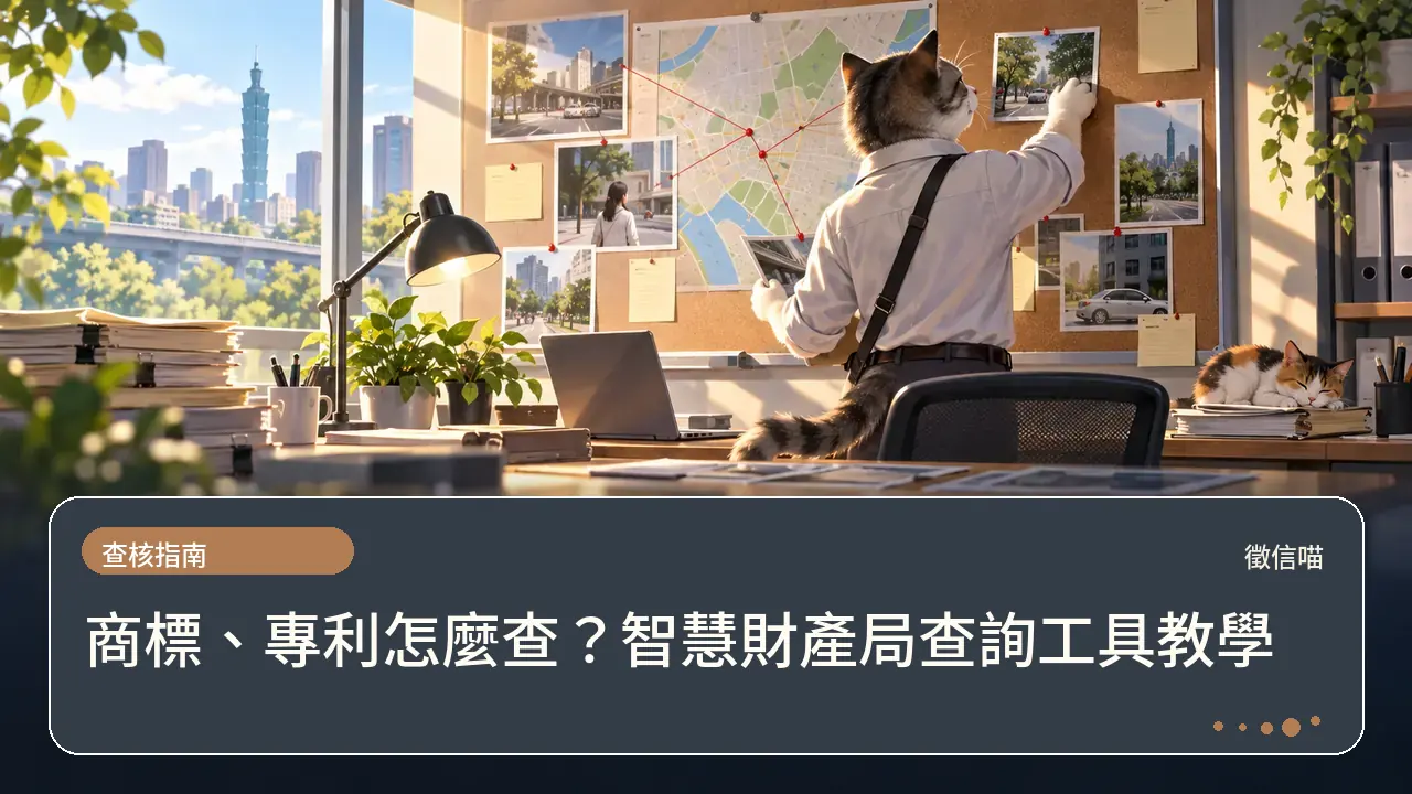 商標、專利怎麼查？智慧財產局查詢工具教學主題插畫